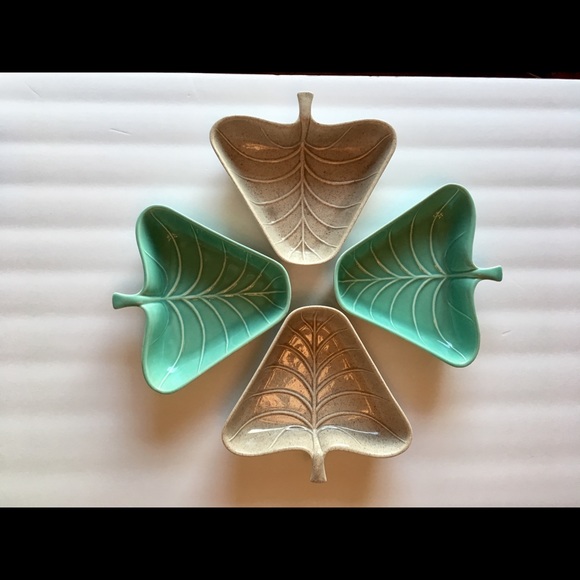 Vintage Valley Vista Leaf Pottery Set Of 4 Mint - Picture 2 of 5